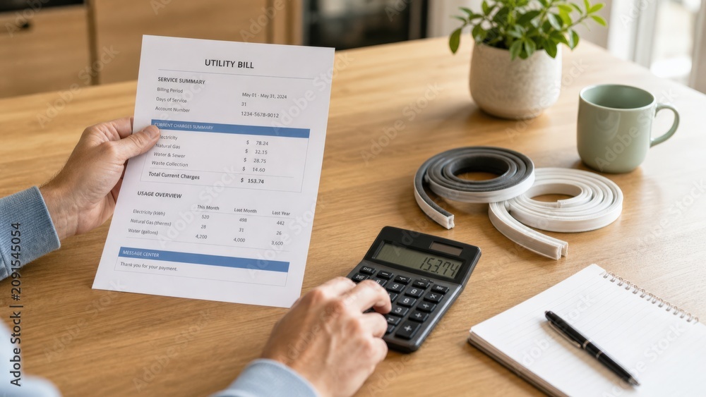 Obraz premium Home Energy Audit Utility Bill Review Detail Eye Level