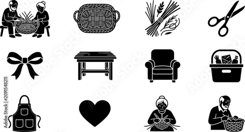 Fotografía Set of black and white craft and lifestyle icons.
