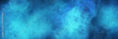 Quadro su tela Vibrant teal and cerulean blue misty clouds on black