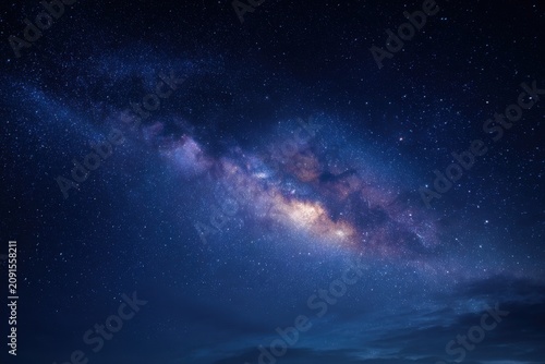 Milky way galaxy night sky view with bright stars and cosmic dust clouds astronomy astrophotography celestial universe galactic infinite exploration constellation brilliant panorama