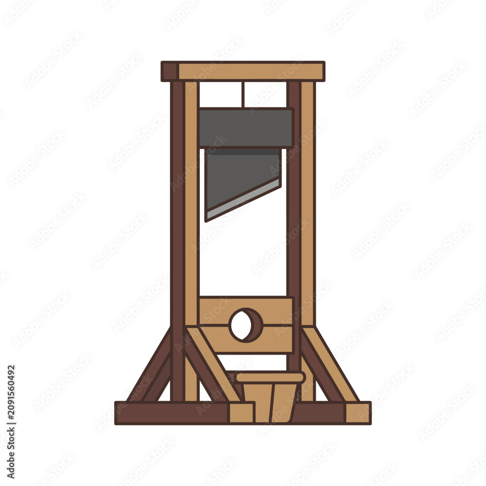 Naklejka premium Guillotine Execution Device Flat Icon Illustration