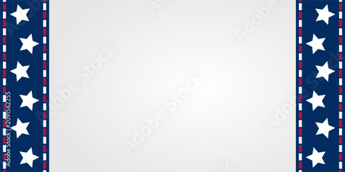 Patriotic border background with american flag stars, vertical frame design on grey backdrop with central copy space for 4th of July, elections, and national usa holidays