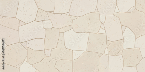 Fotografie Cream colored flagstone wall cladding texture with stone work flagstone cladding