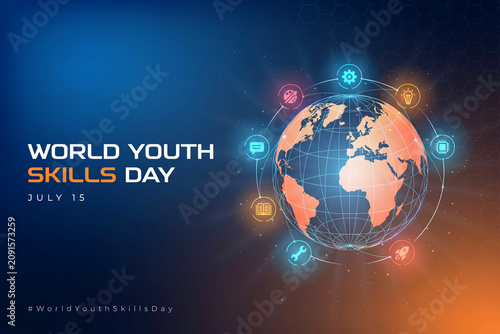 World Youth Skills Day globe with icons