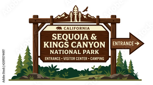 Fotografía Sequoia and Kings Canyon National Park entrance sign.