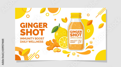 Photos Ginger shot wellness beverage poster.