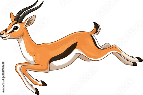 Photography Jumping gazelle antelope vector illustration isolated on white background fast r