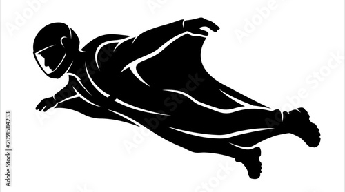Valokuva Wingsuit Flying Silhouette Icon - Extreme Sports Adventure