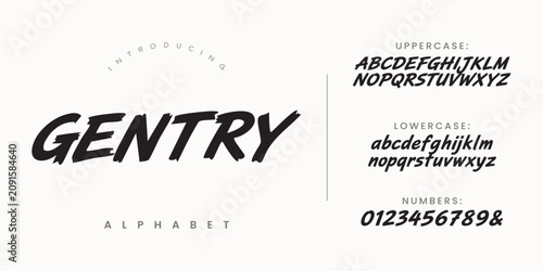 фотографія GENTRY brush script alphabet font design for modern creative logo branding and d
