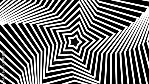 Konstfotografi Hypnotic Concentric Star Op Art Black and White Background