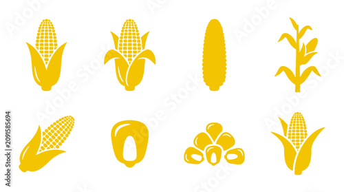 Yellow corn and maize icon collection.