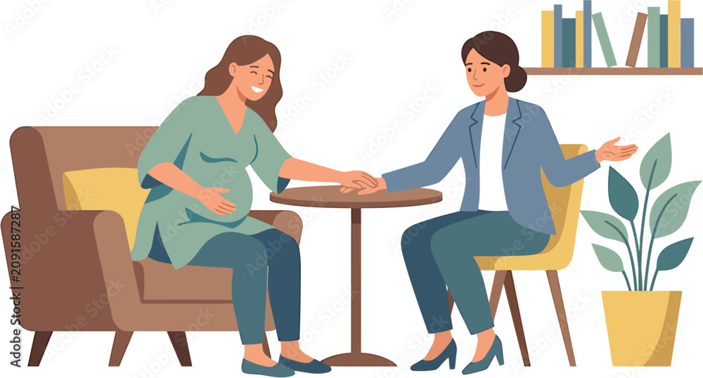 Obraz premium Professional Prenatal Counseling Session with a Supportive Therapist for a Pregnant Woman