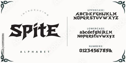 Fotografie Spite Alphabet Fierce Aggressive Vector Font For Action And Gaming Branding Desi