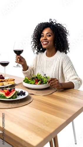 Woman preparing fresh salad ingredients in kitchen.