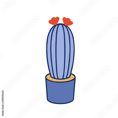 Potted Cactus Flat Vector Icon