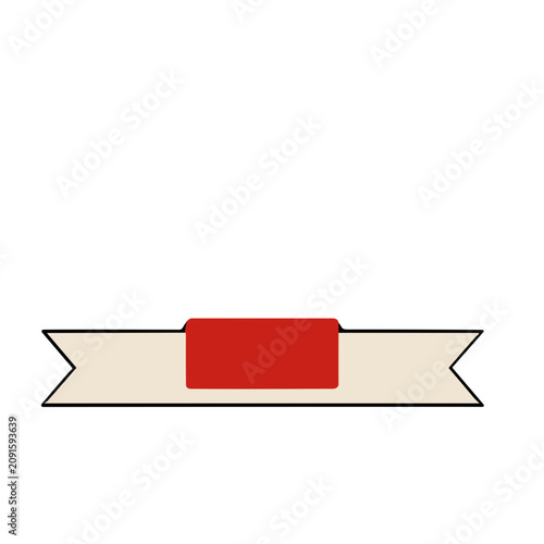 Ribbon banner with red rectangle