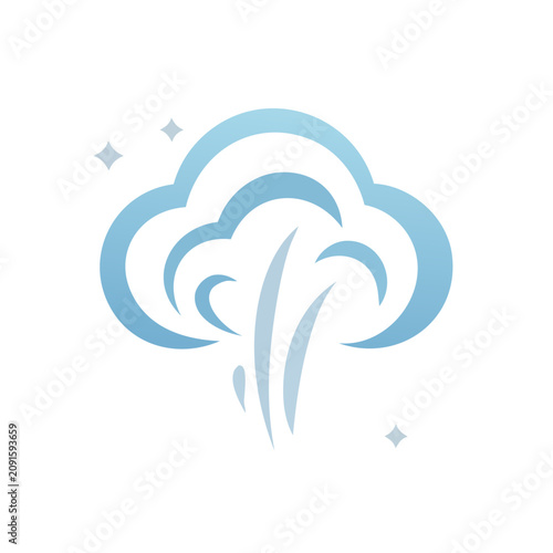 Abstract blue cloud with swirls and sparkles vector