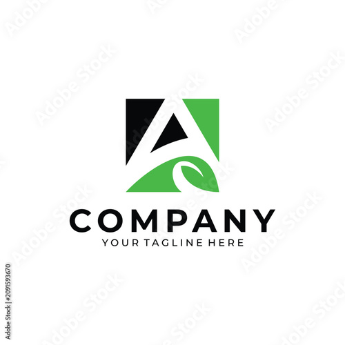 Modern Letter A Logo with Green Leaf Design for Eco Business and Sustainable Brand Identity