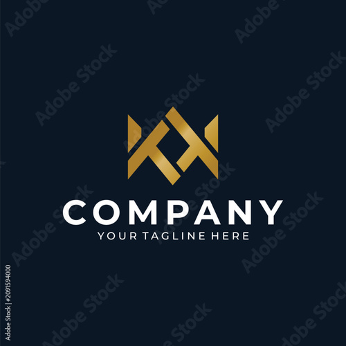Luxury Gold Geometric Letter M Monogram Logo Design for Premium Business Branding