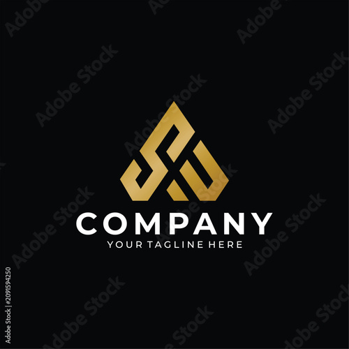 Luxury Gold Letter SA Monogram Logo Design on Black Background