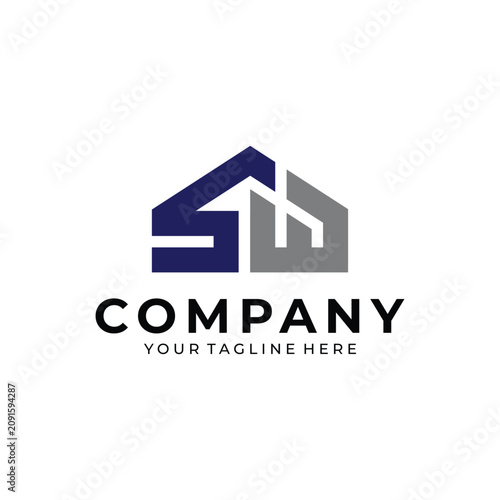 SW Letter Monogram House Logo – Modern Real Estate and Construction Company Design