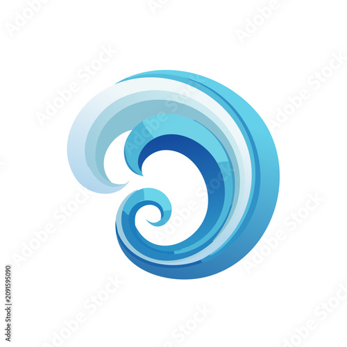Abstract blue wave and spiral vector design