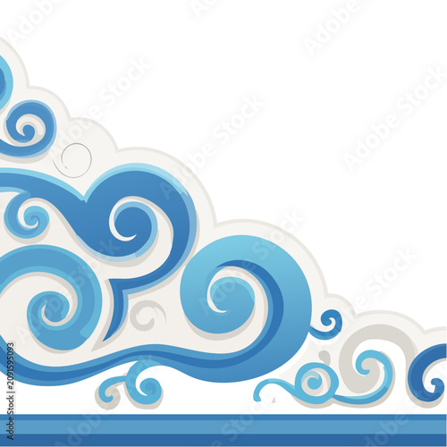 Abstract Blue Wave and Swirl Vector Pattern