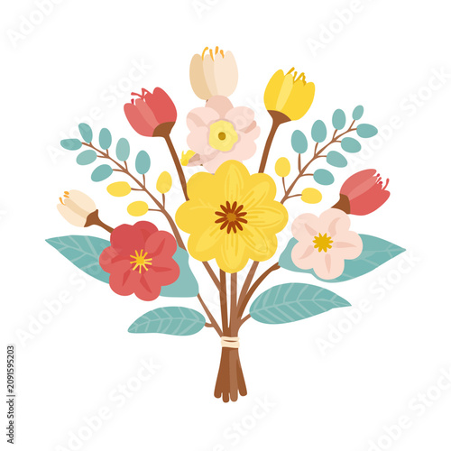 Colorful flat illustration of a flower bouquet