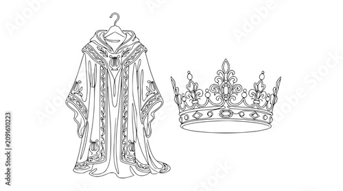 Foto Royal Regalia: Elaborate Robe and Crown Illustration