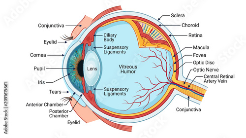 Photos Detailed Anatomy of the Human Eye Diagram - Medical Illustration