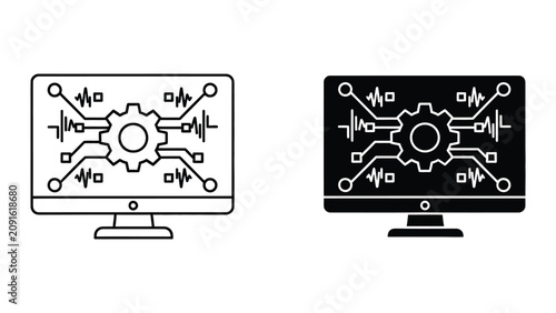 Displaying System Optimization Settings on a Computer Monitor in Minimalist Vector Style