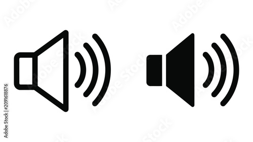 Valokuva Speaker Volume Icons Set Featuring Solid and Outline Styles for Digital Interfac
