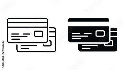 Obraz na plátně Credit Card Payment Icons Set Featuring Outline and Solid Vector Illustration St