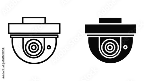 Obraz na płótnie Security Camera Surveillance Icons Set Featuring Outline and Solid Vector Design