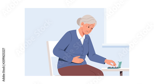 Elderly Woman Taking Medication, Symptom Relief, Healthcare Concept