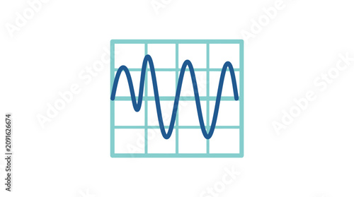 Fotografie Blue sine wave frequency signal chart icon.