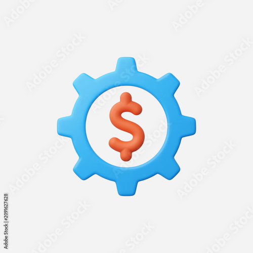 3d Realistic Gear Dollar icon vector illustration