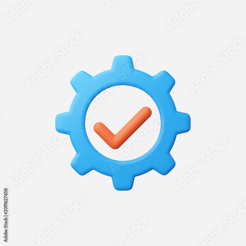 3d Realistic Gear Cheklist icon vector illustration