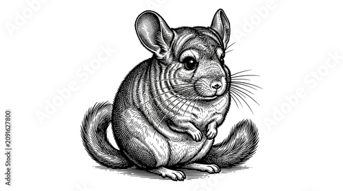 Vászonkép Cute chinchilla sitting on ground.