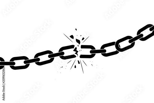 Broken chain silhouette on white background high resolution picture