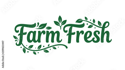 Hand Drawn Farm Fresh Organic Food Typography Label for Healthy Lifestyle Branding