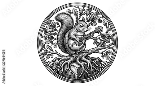 Принти на полотні Detailed illustration of a squirrel.