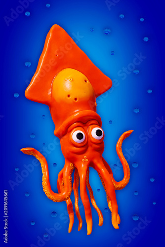 Octopus Cartoon illustration. marine animal isolated. Animal cartoon collection. Octopus Cartoon character