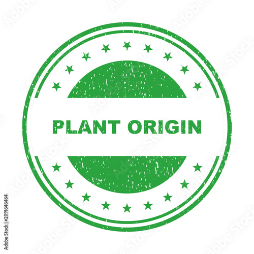 Konstfotografi Green rubber stamp seal icon with plant origin text