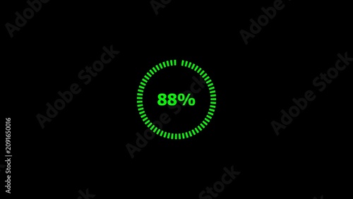 Green percentage meter on black background showing eighty eight percent neon