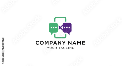 A logo design with chat bubbles.