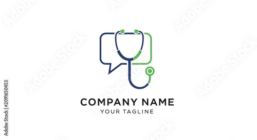 Fotografie Medical logo with stethoscope and speech bubble.