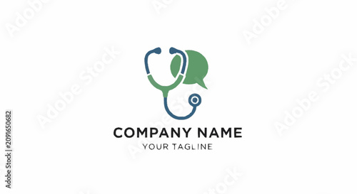 Quadro su tela Medical logo with stethoscope and brain.