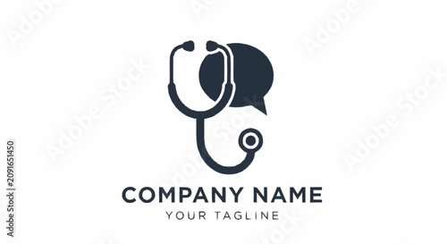 Quadro su tela Medical logo with stethoscope and speech bubble.