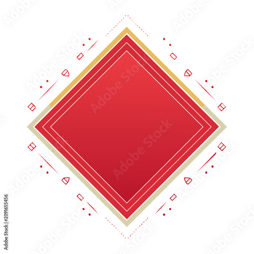 Red and Gold Geometric Diamond Frame Vector